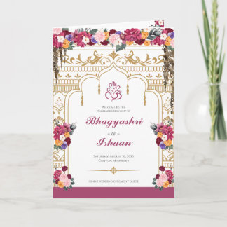 Tropical Flowers & Leaves Hindu Wedding Ceremony Program