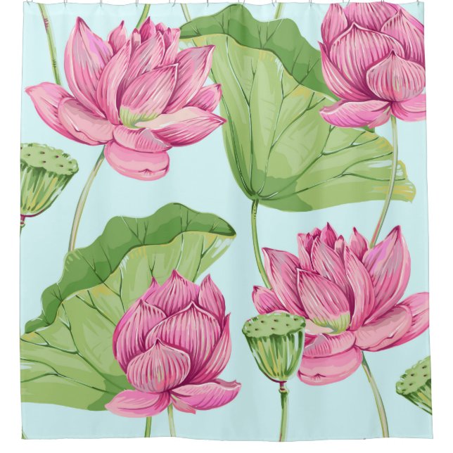 Tropical flowers, leaves, pink lotus, water lily,  (Front)