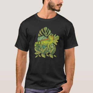 Tropical Flowers Lizard Reptile Pet Animal Iguana T-Shirt