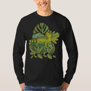 Tropical Flowers Lizard Reptile  Pet Animal Iguana T-Shirt
