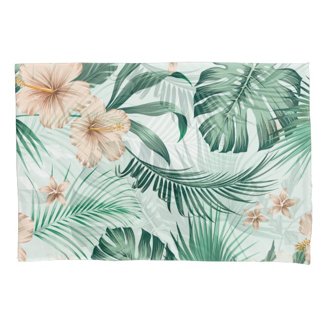 Tropical flowers, lush foliage pattern. pillowcase (Front)