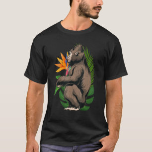 Tropical Flowers Monkey Ape Zoo Animal Exotic Gor T-Shirt