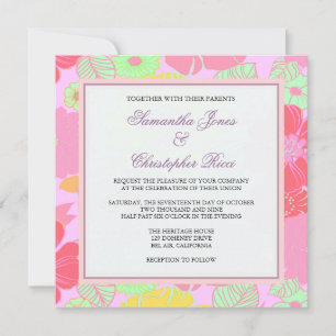 Tropical Flowers + Monogram, Invitations