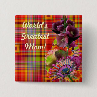 Tropical Flowers Mother's Day Bouquet 2 Inch Square Button