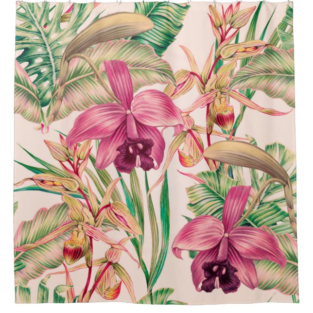 Tropical flowers, orchid flower, jungle leaves, mo (Front)