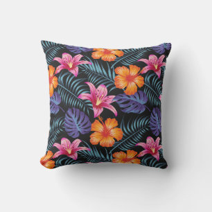 Tropical Flowers Outdoor Pillow