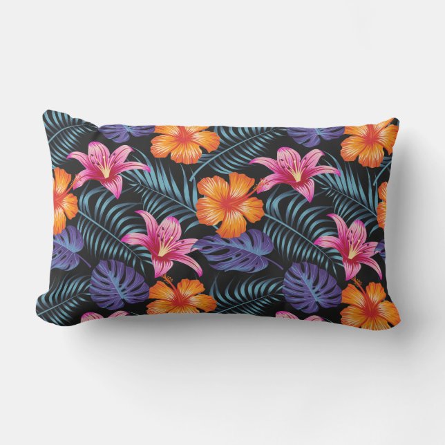 Tropical Flowers Outdoor Pillow (Front)