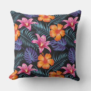 Tropical Flowers Outdoor Pillow