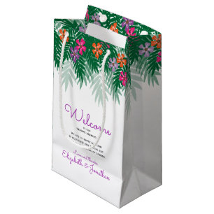 Tropical Flowers & Palm Branch Wedding Welcome Small Gift Bag