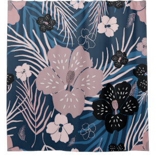 Tropical Flowers Palm Leaves Texture