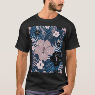 Tropical Flowers Palm Leaves Texture T-Shirt