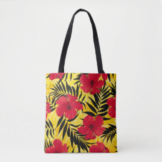 Tropical flowers palm leaves, vintage pattern. tote bag