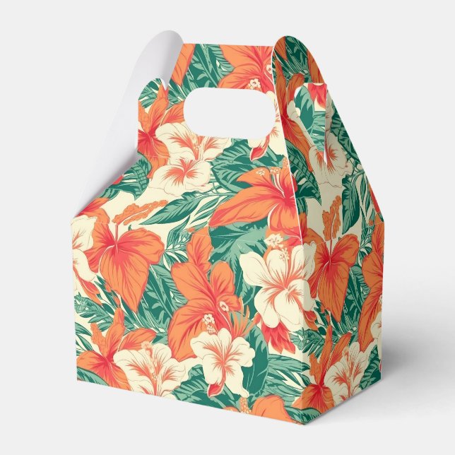 Tropical flowers pattern Hawaiian vibe Favor Box (Front Side)