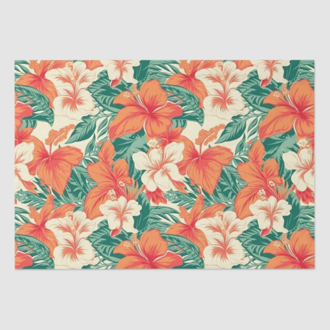 Tropical flowers pattern Hawaiian vibe Tissue Paper (Front)