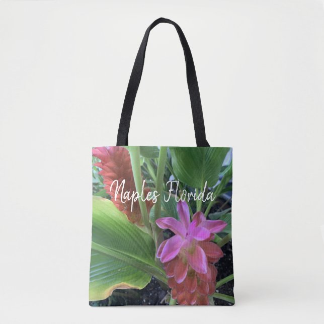 Tropical Flowers Personalized  Tote Bag (Front)