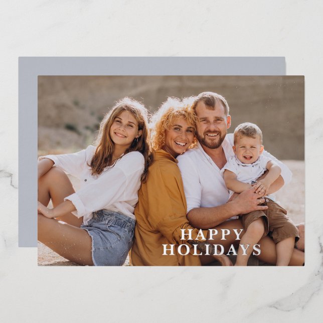 Tropical Flowers Photo Foil Holiday Card (Front/Back)