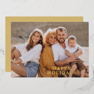 Tropical Flowers Photo Foil Holiday Card