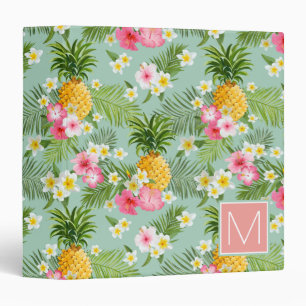 Tropical Flowers & Pineapples   Add Your Initial Binder