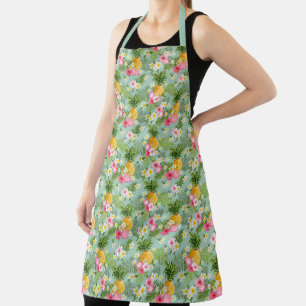 Tropical Flowers & Pineapples Apron