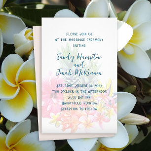 Tropical Flowers Pineapples Budget Wedding Invite Flyer
