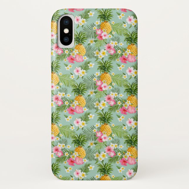 Tropical Flowers & Pineapples Case-Mate iPhone Case (Back)