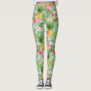 Tropical Flowers & Pineapples Leggings