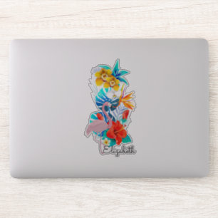 Tropical Flowers, Pink Flamingo - Personalized