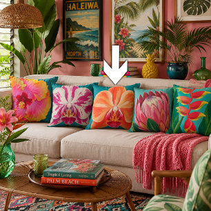 Tropical Flowers Plant orchid Throw Pillow