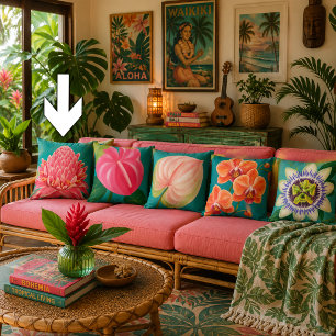 Tropical Flowers Plant Throw Pillow