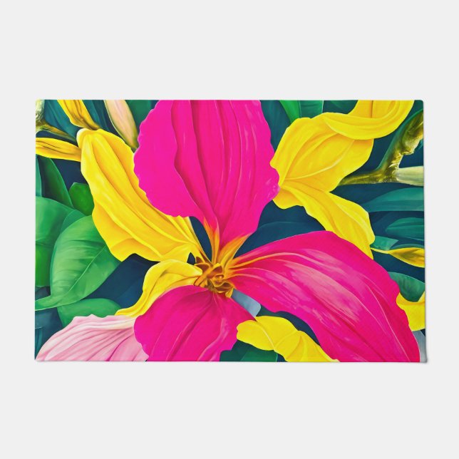 Tropical flowers plants doormat (Front)