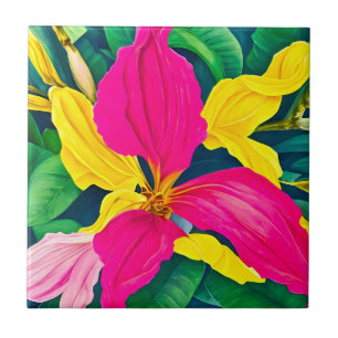 Tropical flowers plants tile