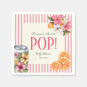 Tropical Flowers Pop Baby Shower Paper Napkins