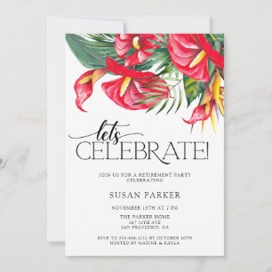 Tropical Flowers Retirement Party Invitation