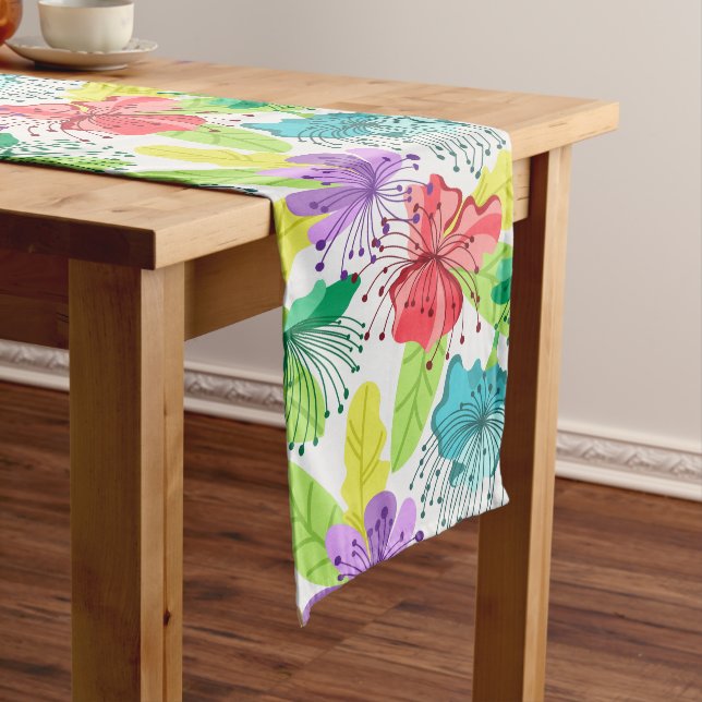 Tropical flowers seamless pattern long table runner (In Situ)