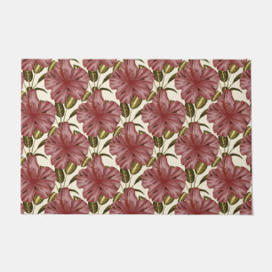 Tropical flowers seamless pattern red flowers doormat