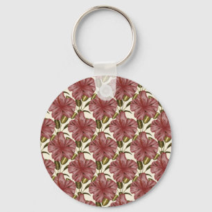 Tropical flowers seamless pattern red flowers keychain