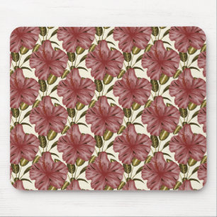 Tropical flowers seamless pattern red flowers mouse pad