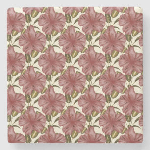 Tropical flowers seamless pattern red flowers stone coaster
