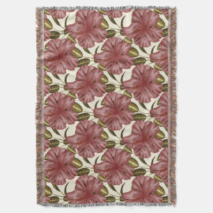 Tropical flowers seamless pattern   red flowers throw blanket