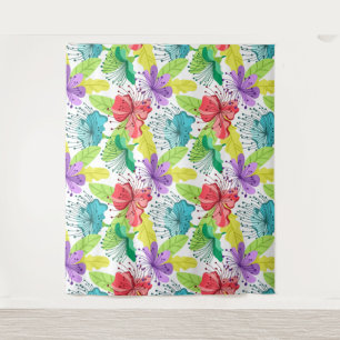 Tropical flowers seamless pattern tapestry