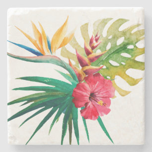 Tropical Flowers Stone Coaster