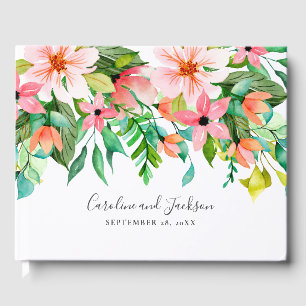Tropical Flowers Summer Wedding Guest Book