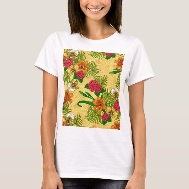 Tropical flowers T-Shirt (Front)