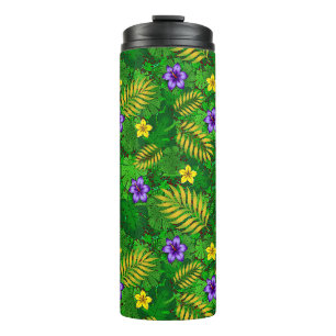 tropical flowers thermal tumbler