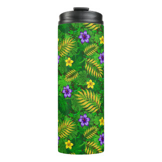 tropical flowers thermal tumbler
