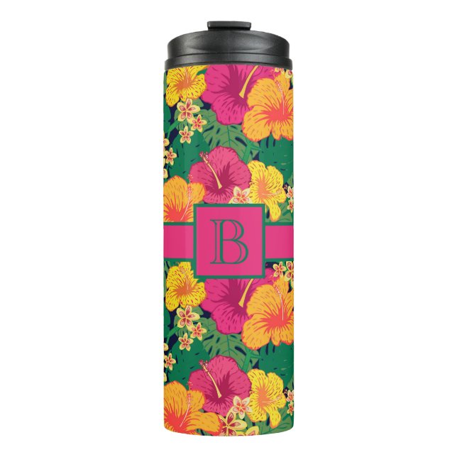 Tropical Flowers Thermal Tumbler (Front)