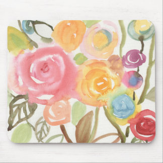 Tropical Flowers Watercolor Mouse Pad
