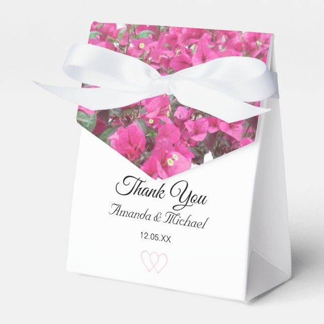 Tropical flowers wedding favor box (Front Side)