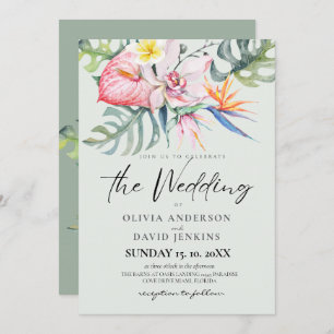 Tropical Flowers Wedding  Invitation