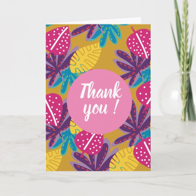 Tropical flowers yellow floral  - Folded  Card (Front)